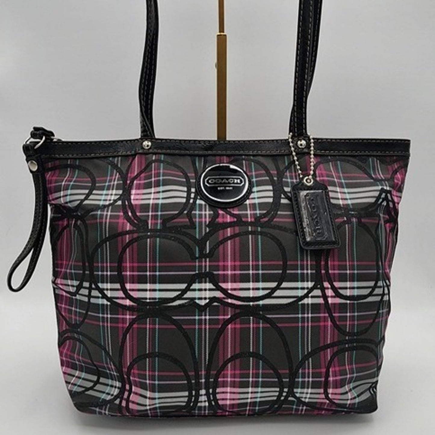 Coach Tartan Plaid Poppy Signature Tote