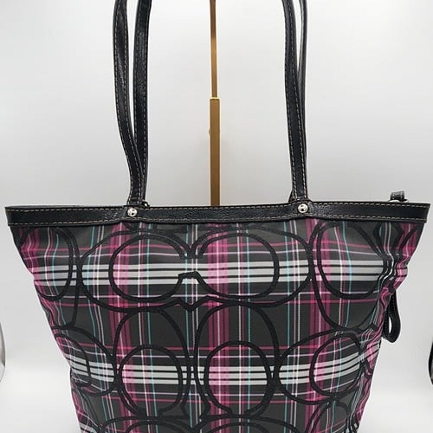 Coach Tartan Plaid Poppy Signature Tote