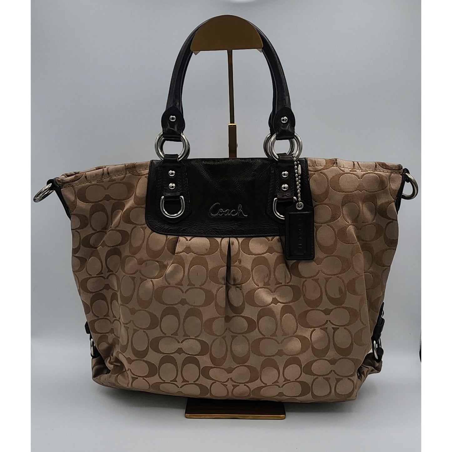 Coach Ashley Signature Satchel Shoulder Bag Brown